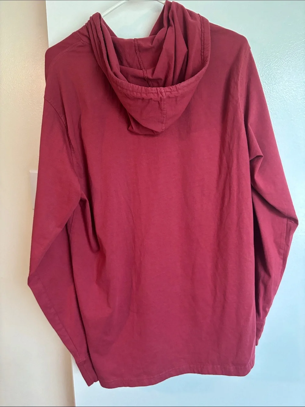 Life Is Good Men's Long Sleeve Hoodie Tee in Red with White Flag Graphic - Picture 2 of 4